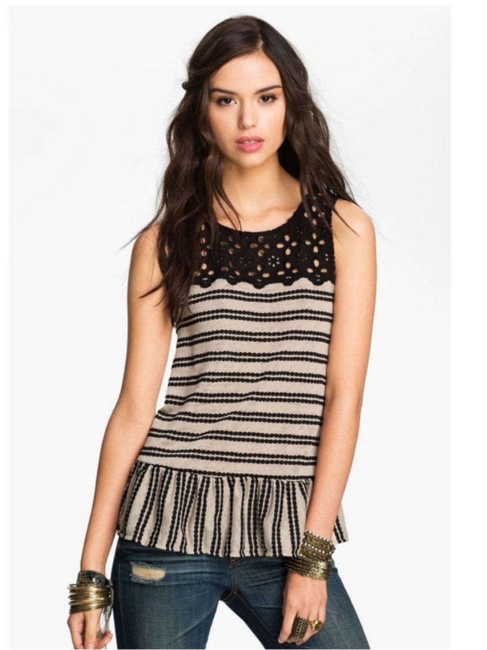NWOT Free People “Molly” Retro Peplum Top, Size M